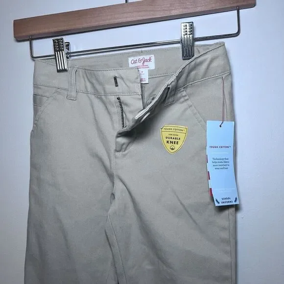 Cat & Jack - Girls' Bootcut Twill‎ School Uniform Chino Pants - Oyster - Size 5 - Picture 2 of 12